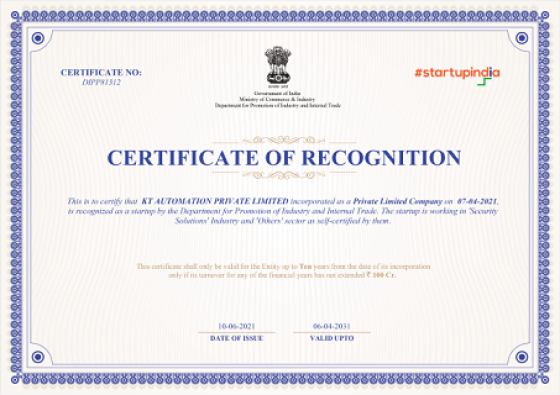 Award certificate