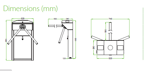 Tripod Turnstile TS1000 Plus Zkteco
