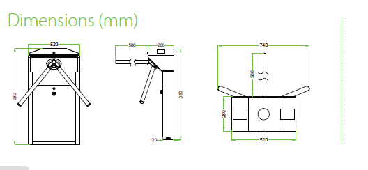 Tripod Turnstile TS1000 Pro Zkteco