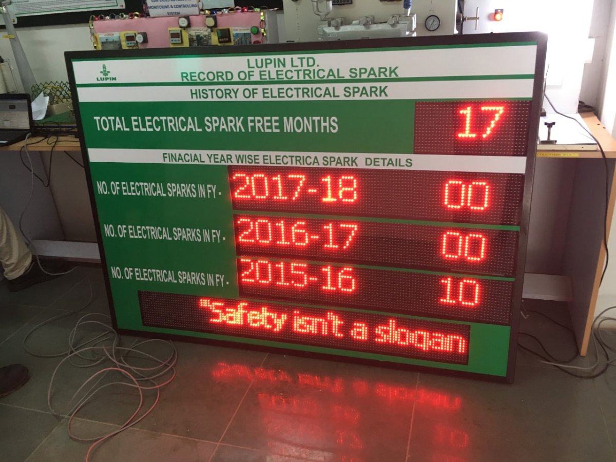 Safety LED Display Board Accident Free Days 4 x 2.5 Feet