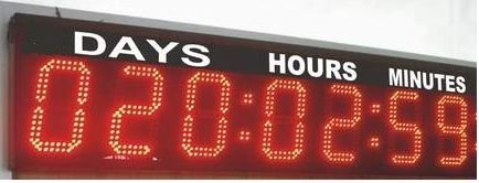 LED Reverse Counting Clock 3 feet X 9 Inch
