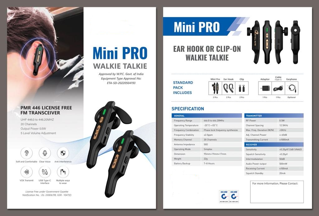 Mini PRO Walkie Talkie 1 KM Make Vertel