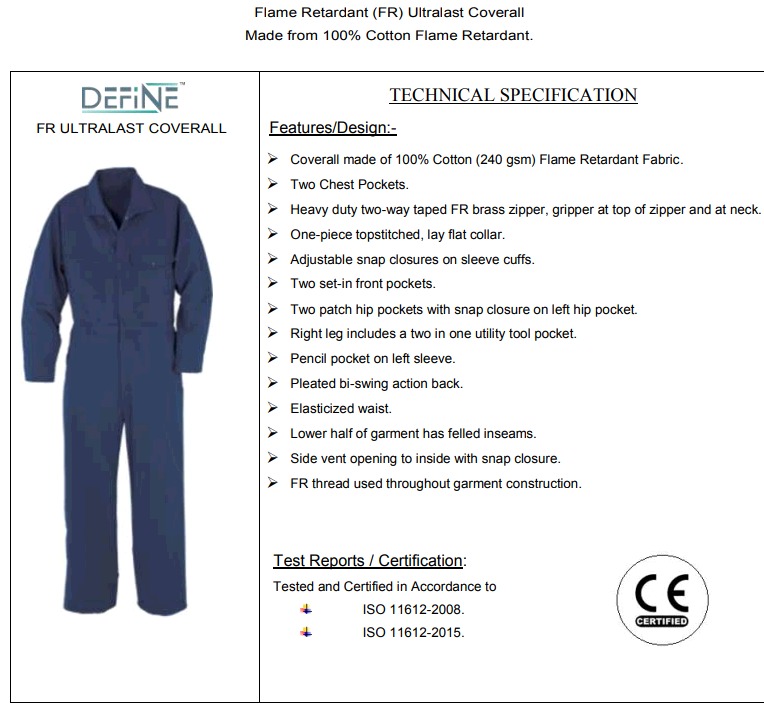 Flame retardant cotton fire suit