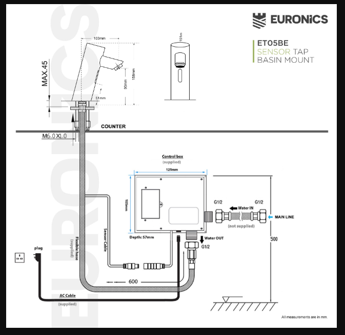 Sensor Tap Euronics ET05 NW