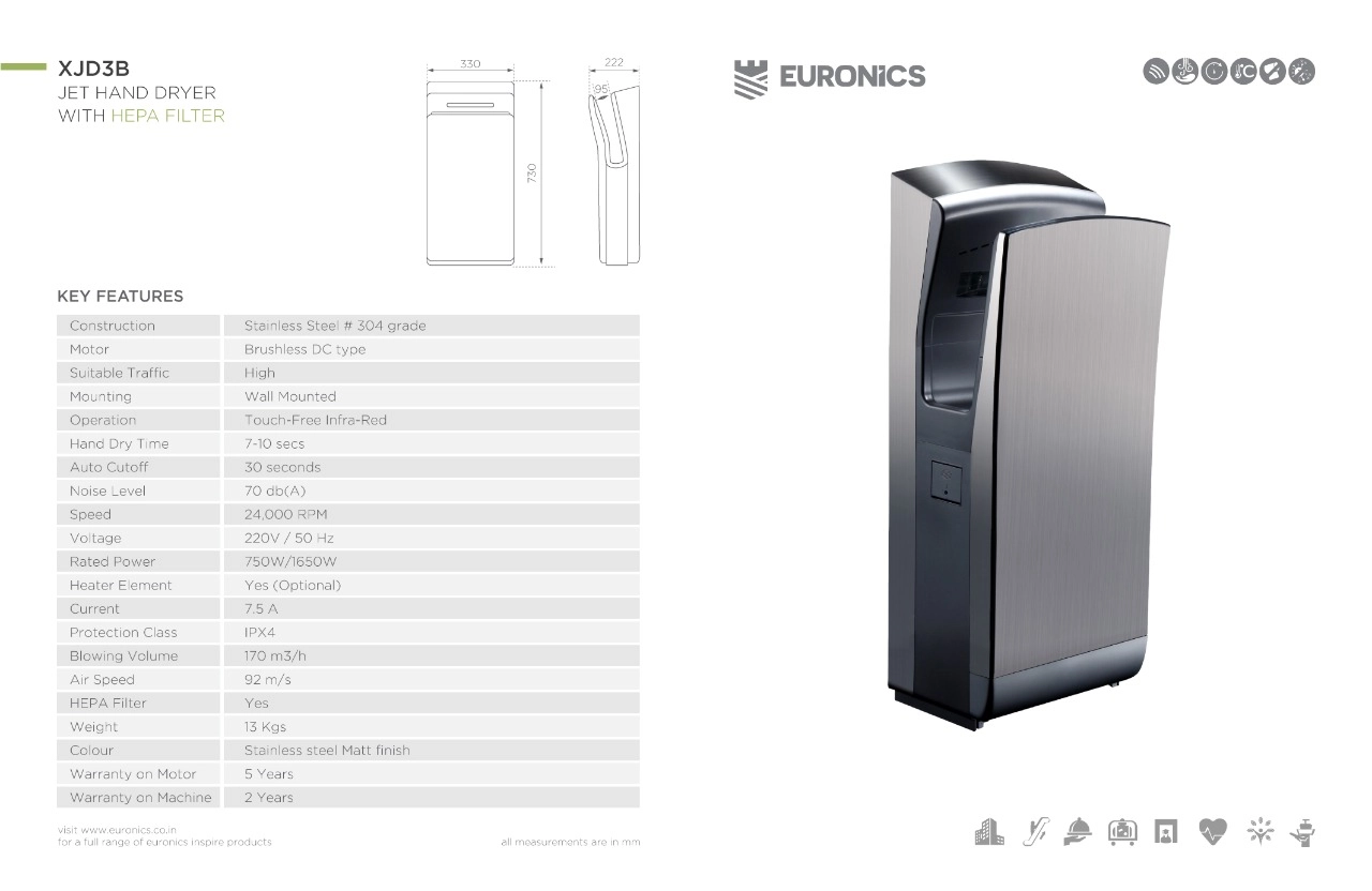 Jet Hand Dryer Euronics XJD3B