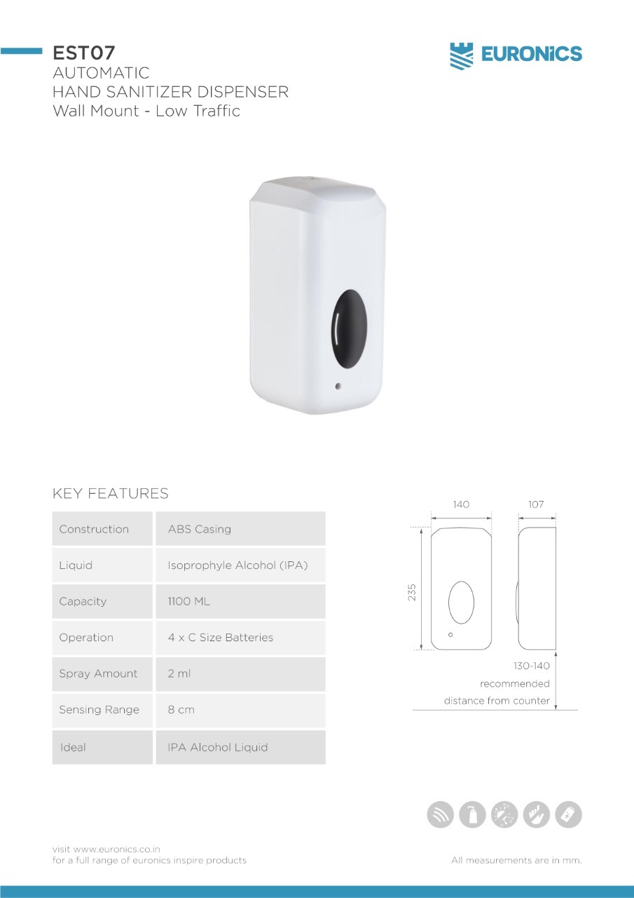 Automatic Hand Sanitizer Dispenser Euronics EST07