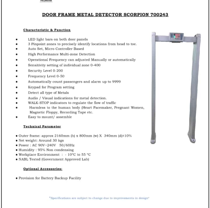 Door Frame Metal Detector Hope Three Zone