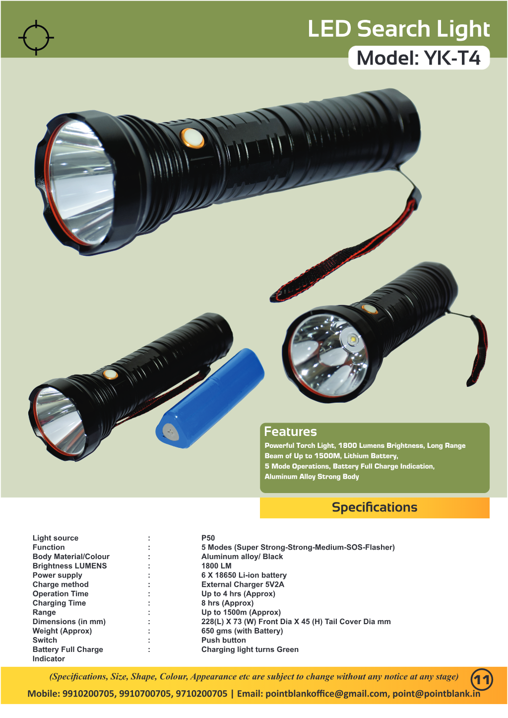 Led Light Model YK T4