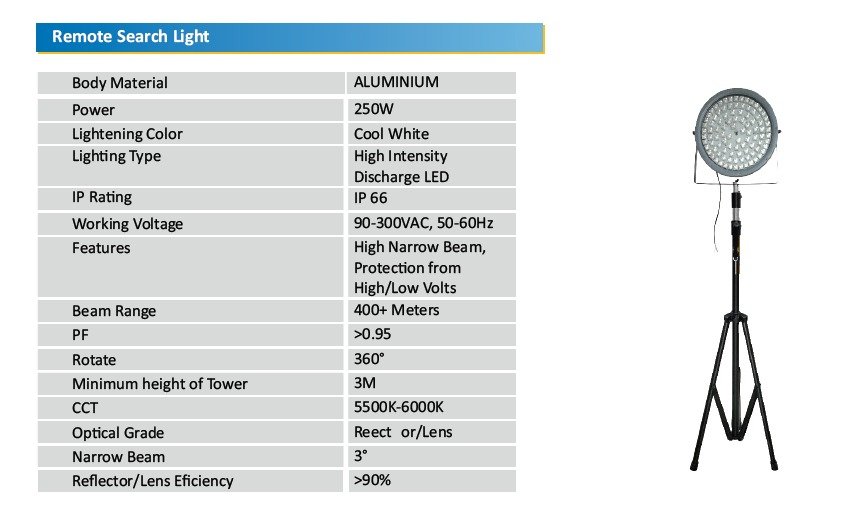 Revolving Search Light with Tripod 250W