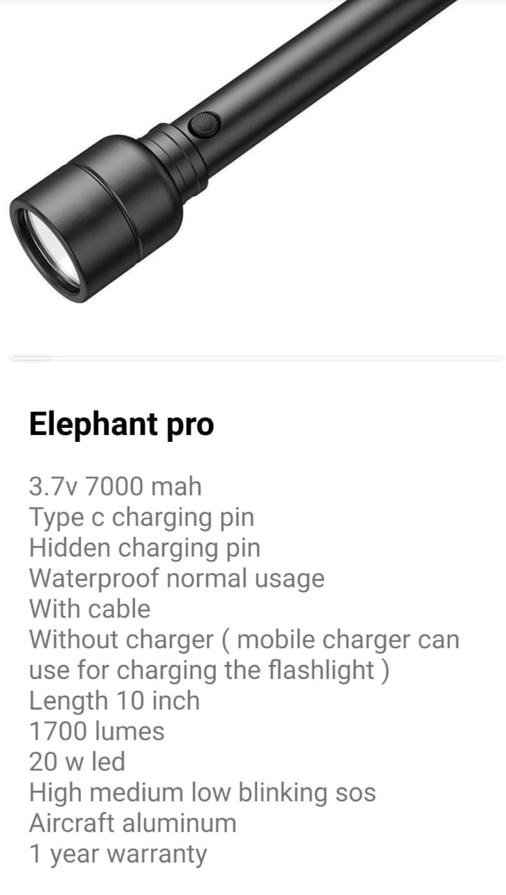 Rechargable Flashlight Elephant Pro