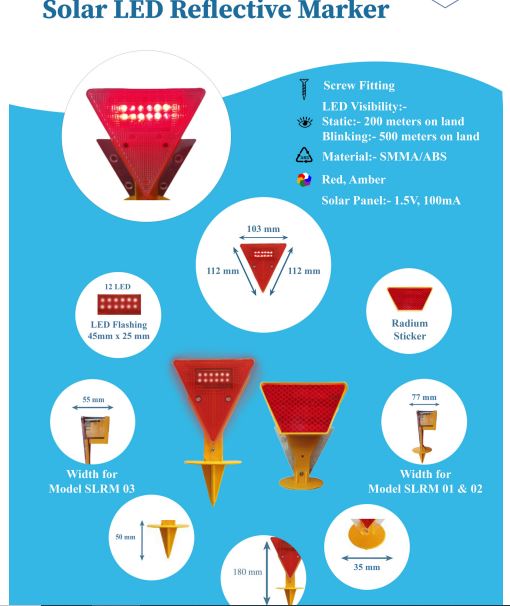 Solar LED Reflective Marker Blinking, Static