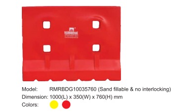 Water Filled Road Barrier 1000 L X 350 W X 760 HMM Nilkamal Red