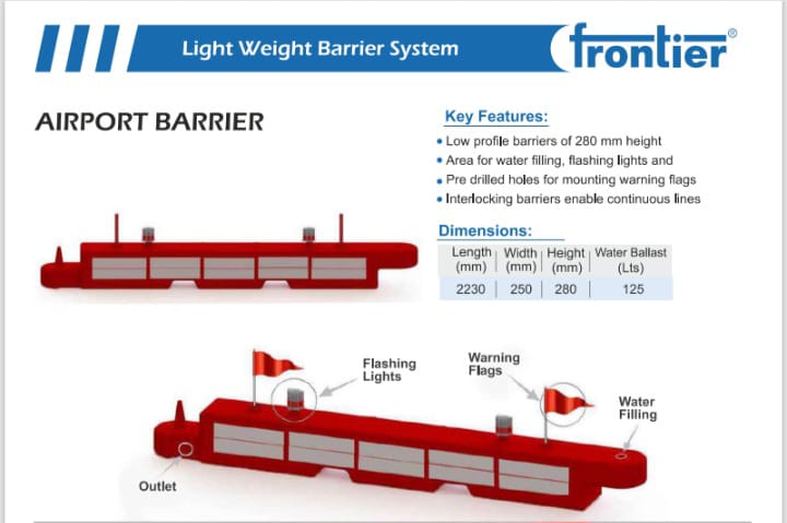 Airport Road Barrier 2230X250X280 MM