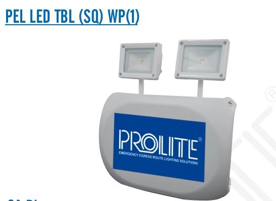 Emergency Light Make Prolight Model no PEL LED TBL SQ WP