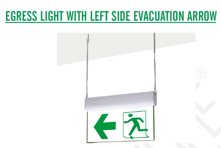 EGRESS LIGHT WITH Left SIDE EVACUATION ARROW