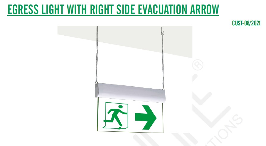 EGRESS LIGHT WITH RIGHT SIDE EVACUATION ARROW