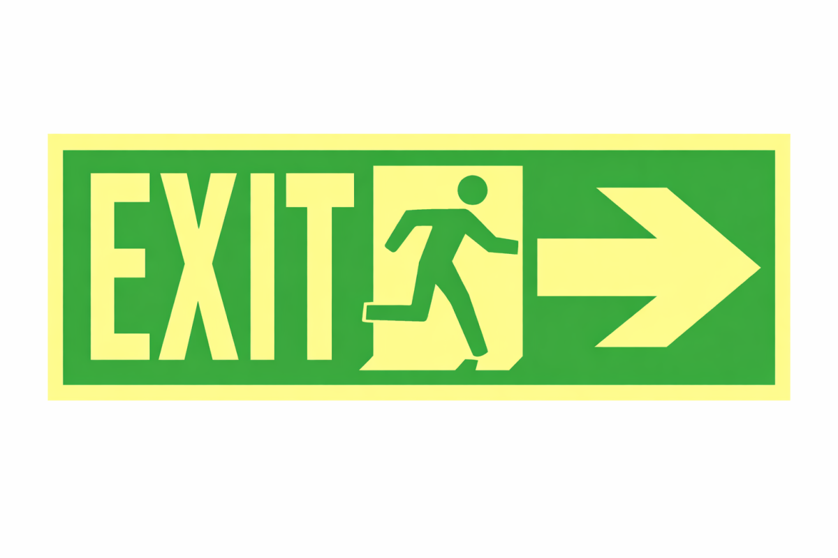 Photo Luminescent Exit With Right Arrow Signage Size 100*300