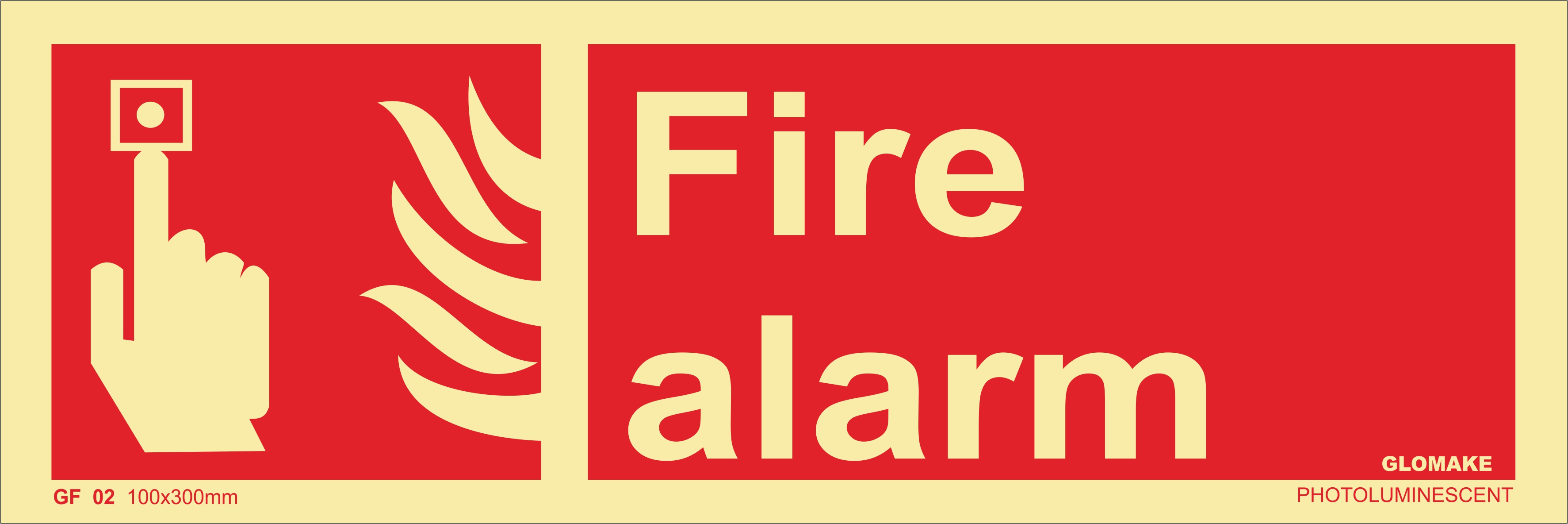 KTI Photo Luminescent Fire Alarm With Image Signage Size 100 x 300