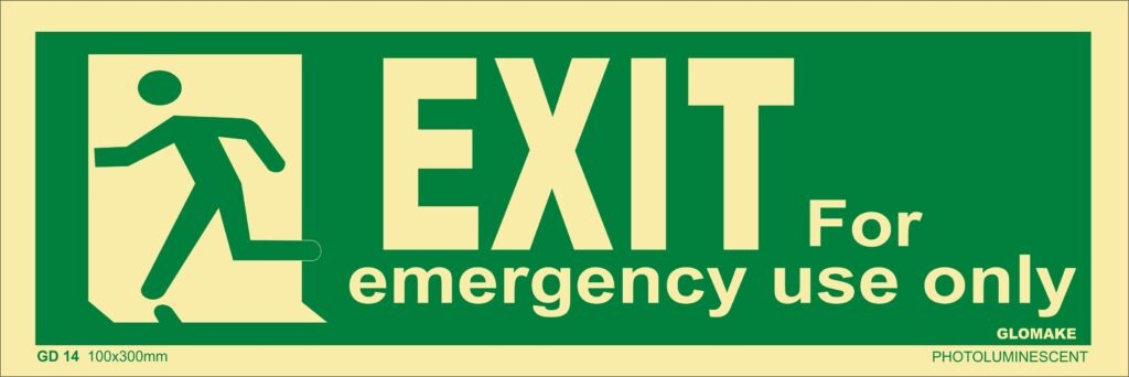 KTI Photo Luminescent EXIT for Emergency use only Left Signage Size 100 x 300