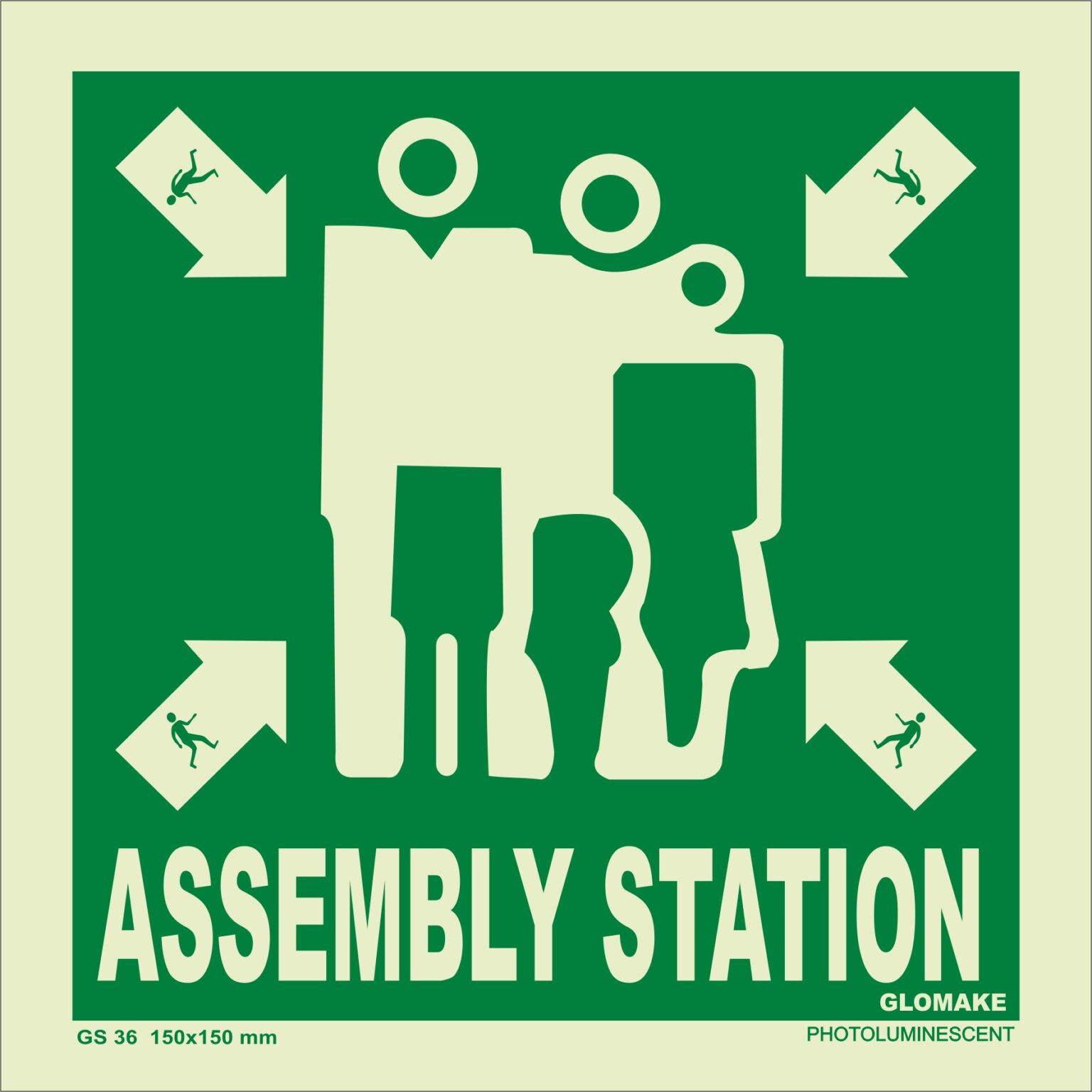 KTI Photo Luminescent Assembly Station Signage Size 300 x 300