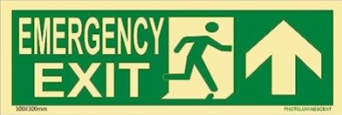 KTI17002001AGER_GD_73 — KTI Photo Luminescent Emergency Exit Upward Arrow Signage Size 100 x 300