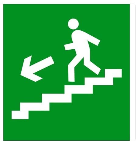 KTI Photo Luminescent EMERGENCY EXIT DOWNSTAIR LEFT SIDE Signage Size 200 x 200