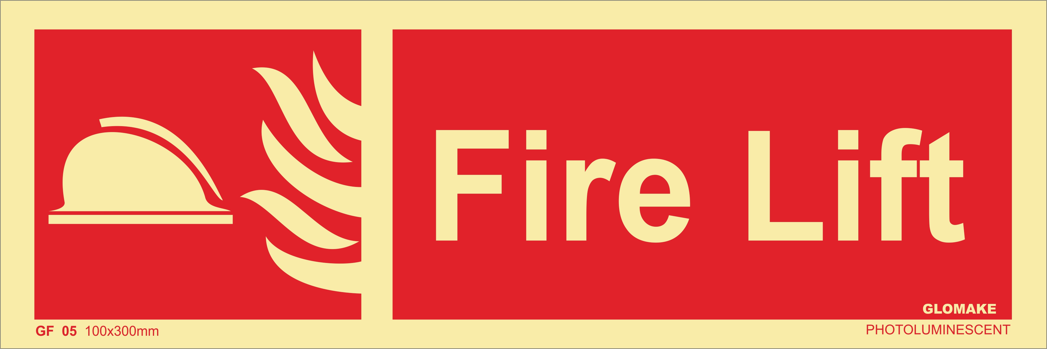 KTI Photo Luminescent Fire Lift Signage 100X300mm