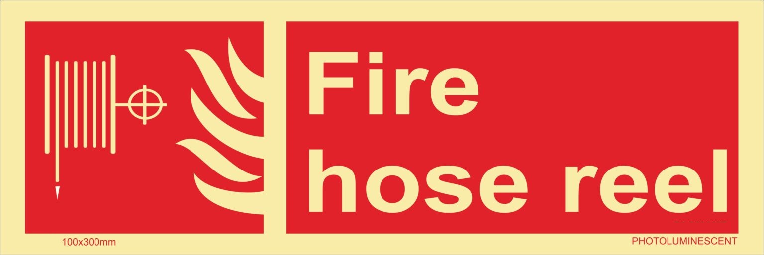 KTI Photo Luminescent Fire Hose Reel Signage 100X300mm