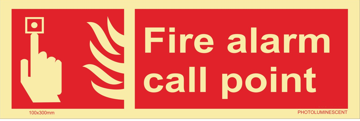 KTI Photo Luminescent Auto Glow Signage for FIRE ALARM CALL POINT 100X300mm