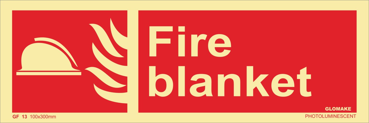 KTI Photo Luminescent Fire Blanket Signage 100X300mm