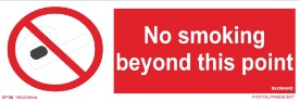 KTI Photo Luminescent No Smoking beyond this point Signage 200X300mm