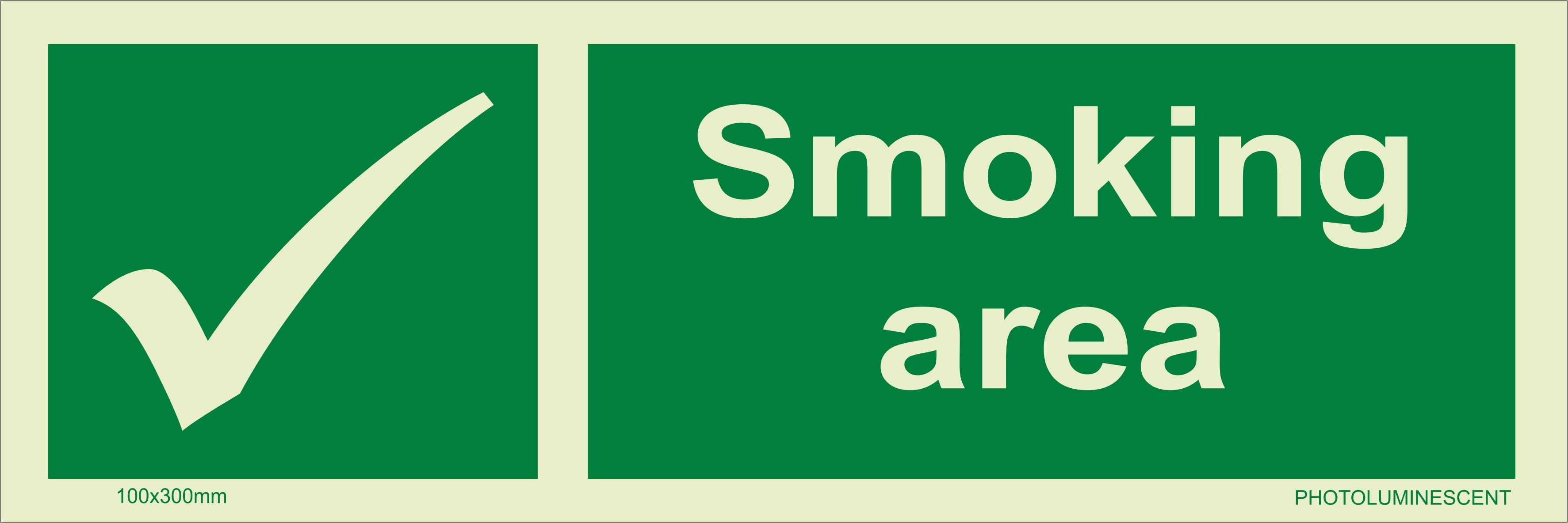 KTI Photo Luminescent Smoking Area Signage 100X300mm