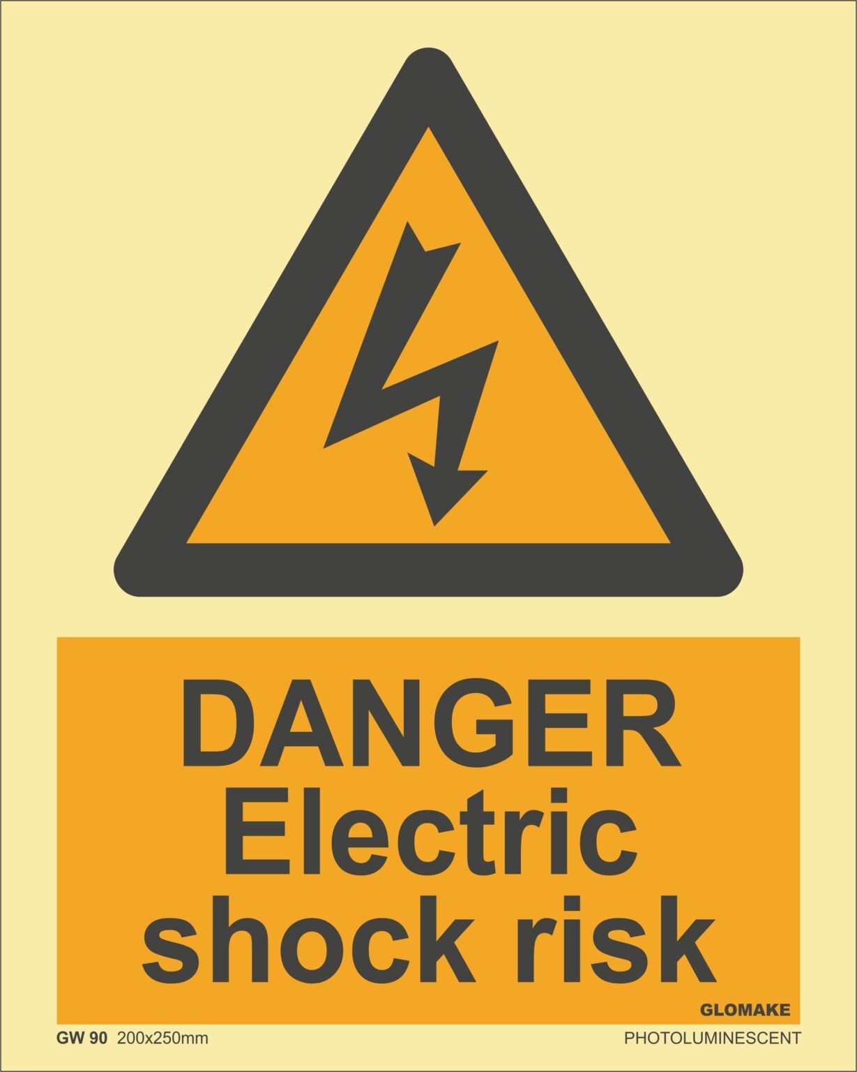 KTI Photo Luminescent Warning Signages Danger Electric Shock Risk