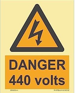 KTI Photo Luminescent Warning Signages DANGER 440 VOLTS