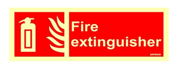 Photoluminescent Fire Extinguisher Signage Size 100*300