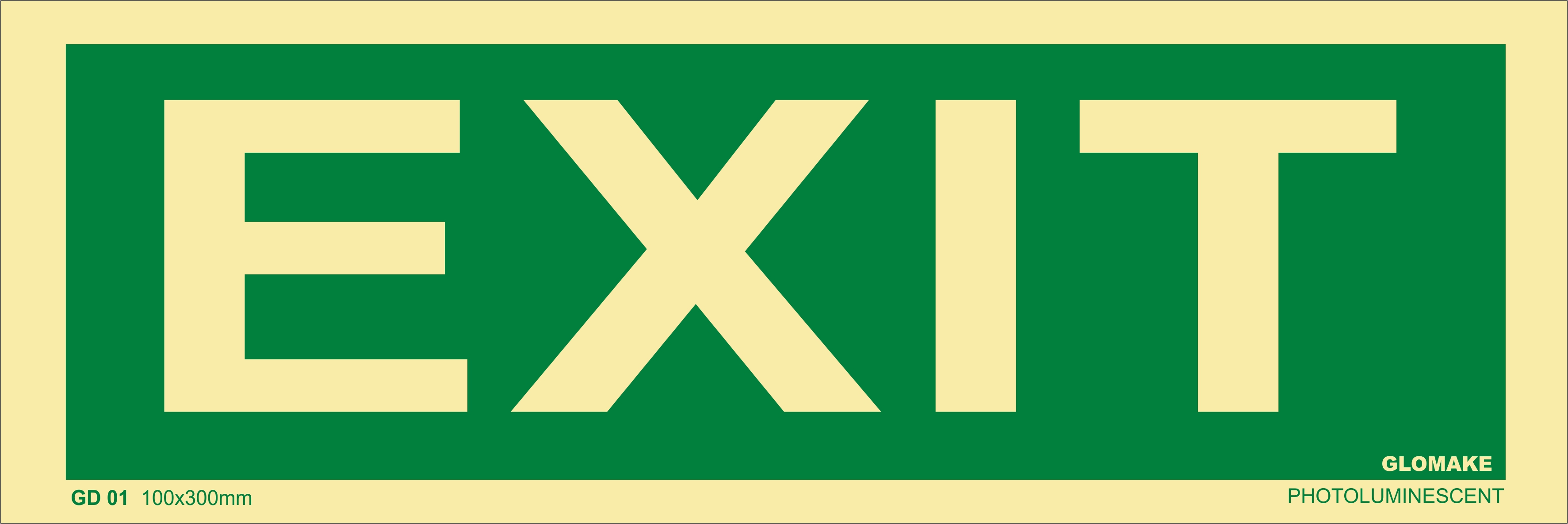 Photo Luminescent EXIT Signage Size 100*300