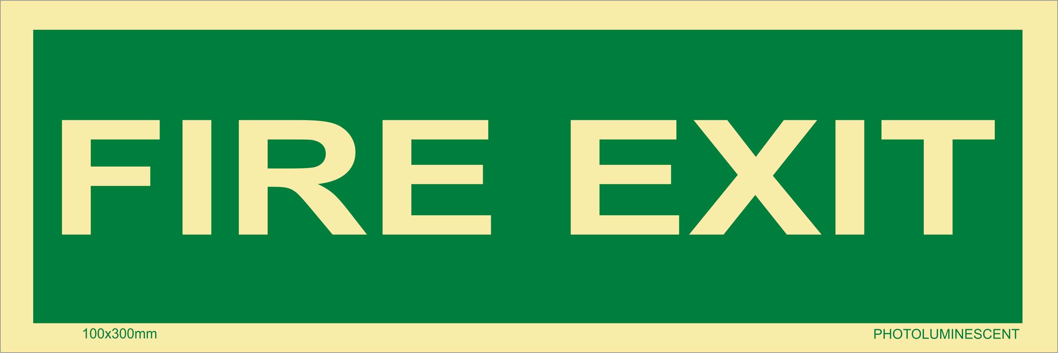 Photo Luminescent FIRE EXIT Signage Size 100*300 GREEN