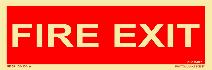 Photo Luminescent FIRE EXIT Signage Size 100*300 RED