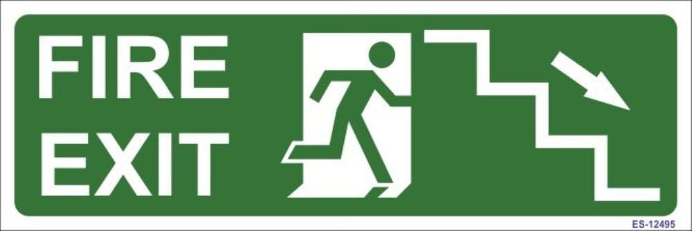 Photo Luminescent Exit Right Down Arrow Signage With Fire Exit Size 100*300