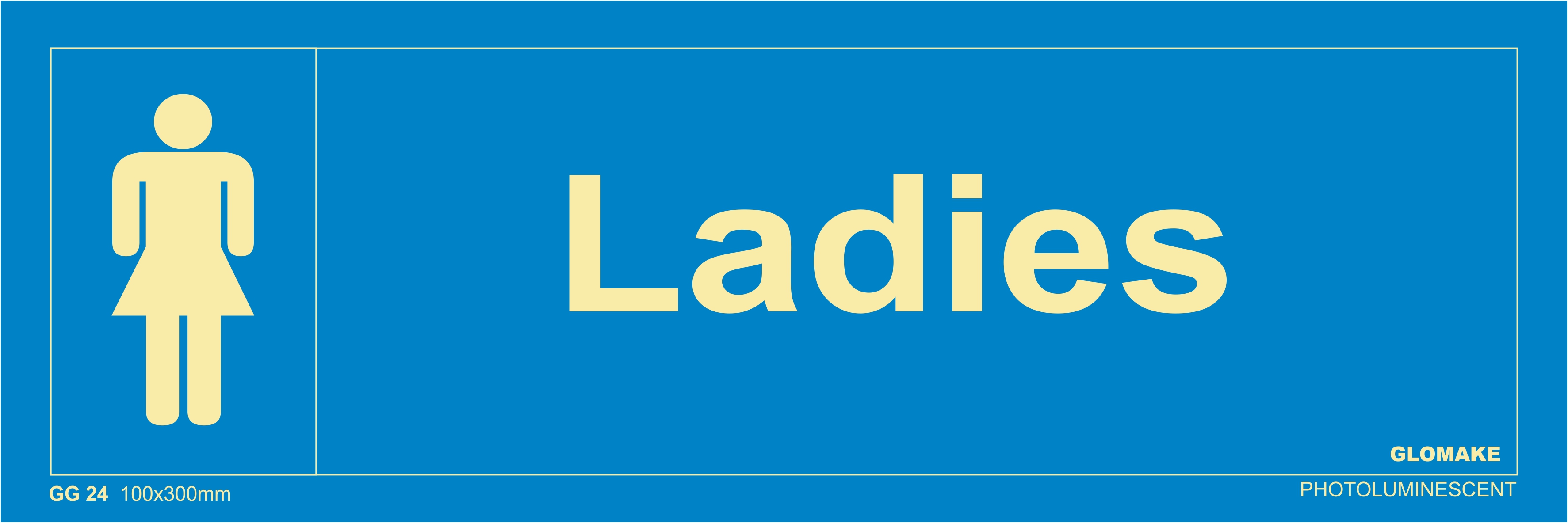 Photo Luminescent Ladies Signage Size 100*300 mm