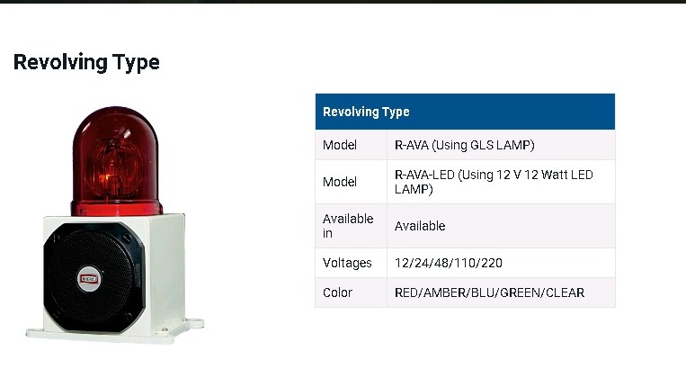 Audio Visual Alarm Revolving Type R AVA