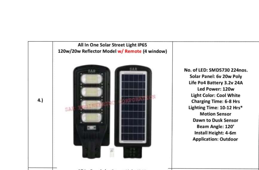 Solar Street Light All In One 120 Watt